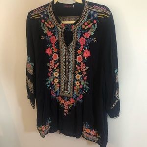 Johnny Was tunic blouse navy